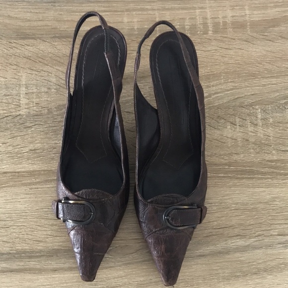 Antonio Melani leather sling back heels, very cuoio Sz 9 - Picture 2 of 6